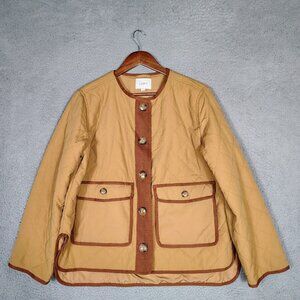 Loft Field Jacket Women's Small Camel Quilted Hi-Low Button Front Outdoor Preppy